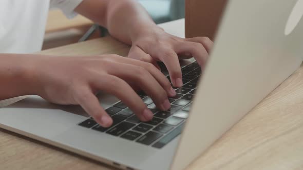 Close Up Of Hand's Man Typing On Computer