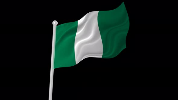 Nigeria Flag Flying Animated Black Background