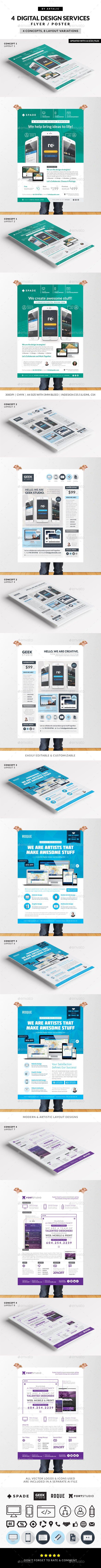 4 Design (Web/App/Graphic) Services Flyer/Poster