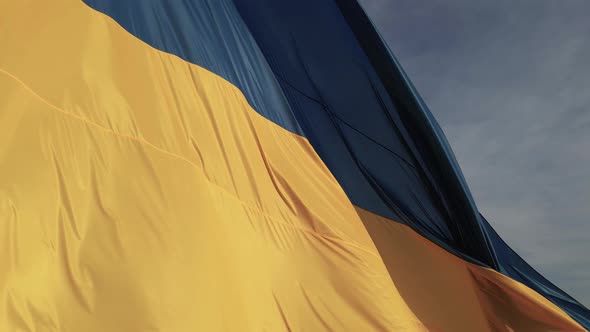 Flag of Ukraine in the Wind. Kyiv