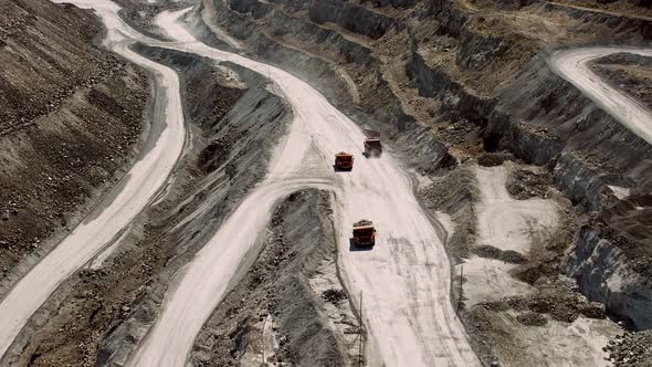 Asbestos Mining Dumps in Pit Canyon Against White Terraces