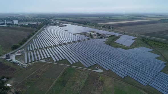 Massive Modern Solar Power Station and the Fields Around It Renewable Energy