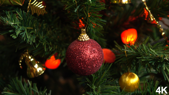 Red Christmas Globe On Tree