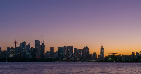 Timelapse in motion of a Sunset over Sydney CBD, Australia, 4K H.264