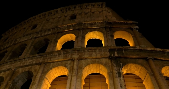Night View Of Roman Colosseum