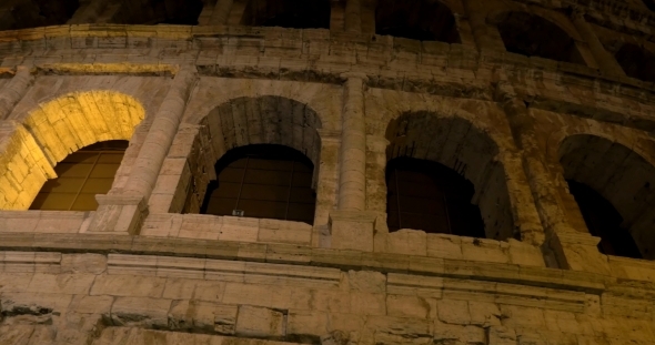 Famous Roman Sight Coliseum At Night