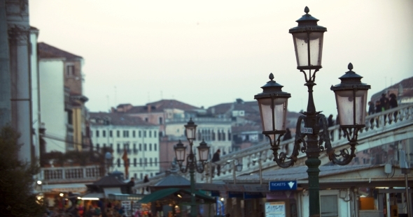 Venice Scene With People On The Bridge And Street alt