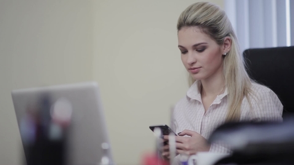 Business Woman Writing Sms