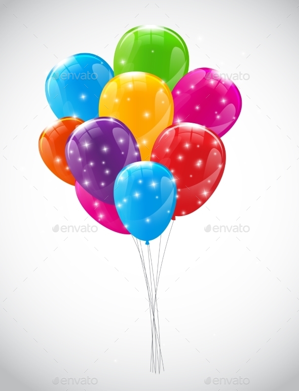 Color Glossy Balloons Background Vector
