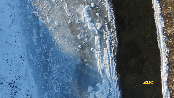 Aerial Frozen River
