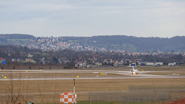 Aircraft Taxiing On The Runway  alt