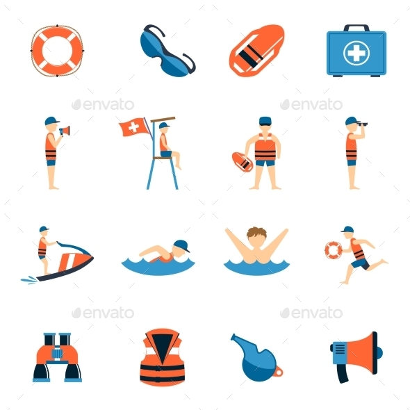 Lifeguard Icons Set