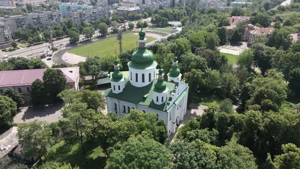 Kyiv. Ukraine: St. Cyril Church in Kyiv. Ukraine. Aerial View.