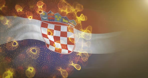 Croatia Flag With Corona Virus Bacteria 