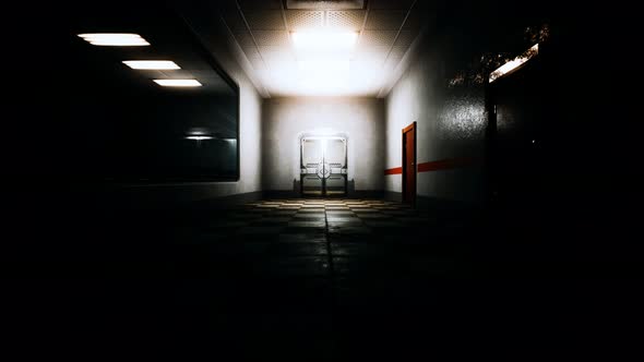 Empty Dark Hospital Laboratory Corridor alt
