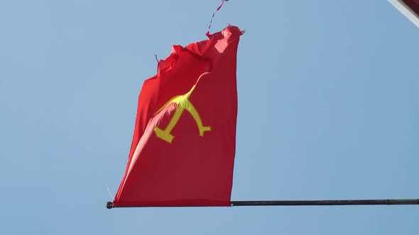Vietnam Flag in Front of Dalat. Vietnam Flag Flying on a Flag Pole