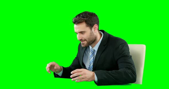 Businessman touching digital screen