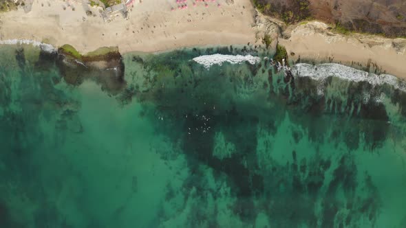 Top Down View at Coast of Indian Ocean Bali Indonesia