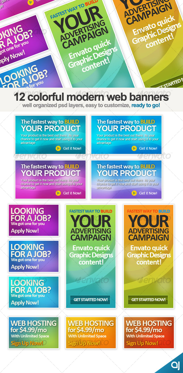 12 Different Web banners set