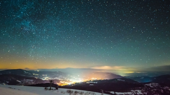 Milky Way In Carpathian Mountains