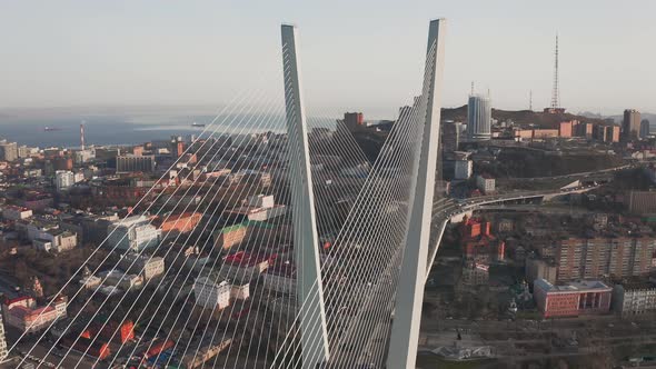 Beautiful Spring Aerial View From a Drone of a City with Hills at Sunrise