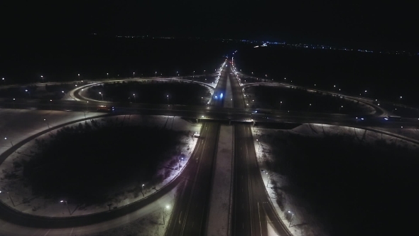 Aerial View Transport Interchange At Night