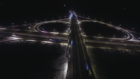 Aerial View Transport Interchange At Night