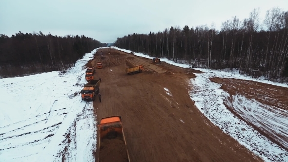 Construction New Road Aerial Shot