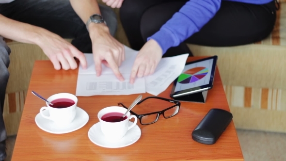 Business Lunch Between Women And Men.