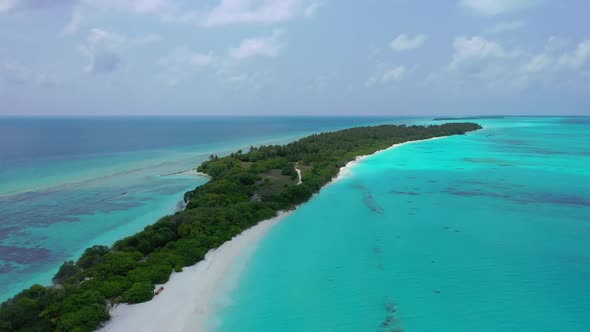 Aerial abstract of tranquil resort beach trip by blue lagoon and bright sandy background of journey 