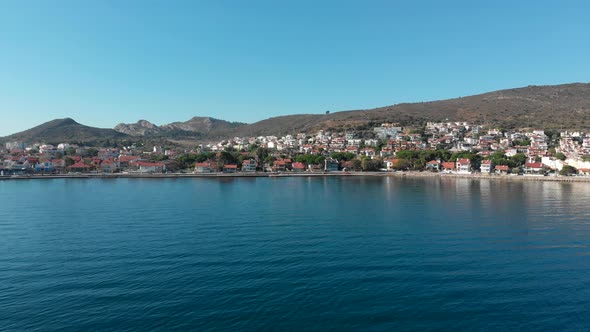 Various drone shots in beautiful Urla, Izmir - the third largest city in Turkey. Blue waters of the