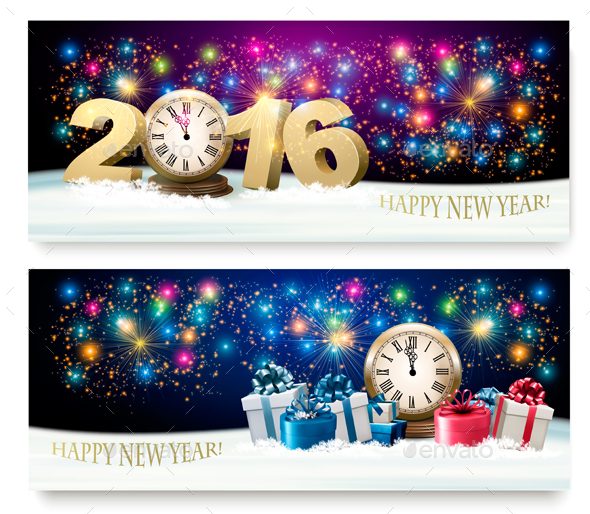 Happy New Year Banners with 2016