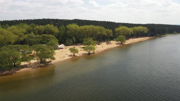 The Embankment of the Zaslavsky Reservoir or the Minsk Sea Near the City of Minsk