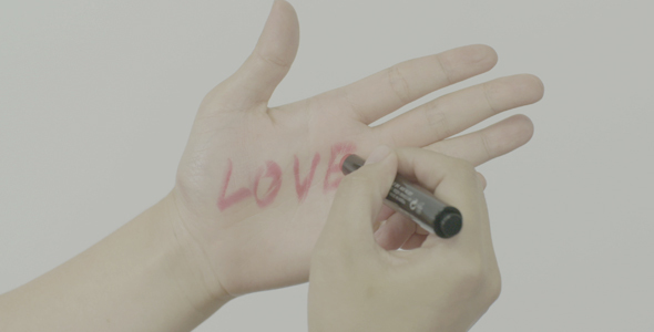 Love Letters with Lipstick in Women Hand 
