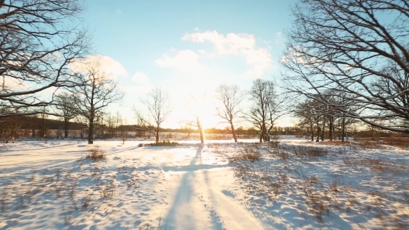 Aerial Shot Winter Landscape