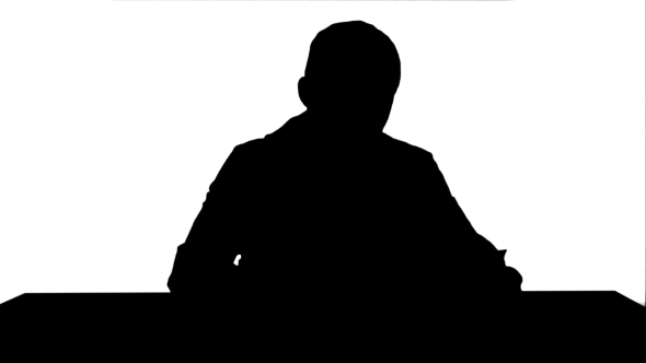 Silhouette Angry Doctor Posing At Table Track