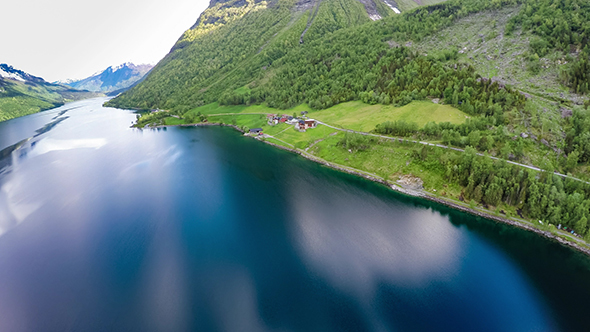 Aerial Of Beautiful Nature Norway
