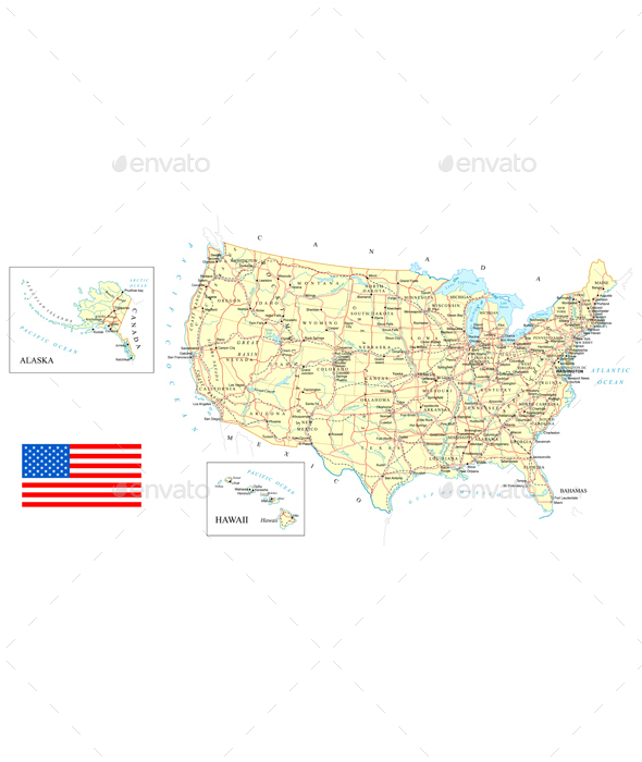 USA - Detailed Map - Illustration.