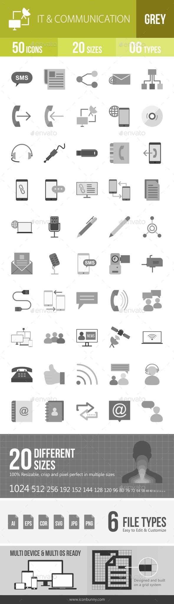 IT & Communication Greyscale Icons