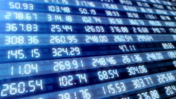 Stock Market Board with Growth Financial Figures of the Exchange Securities