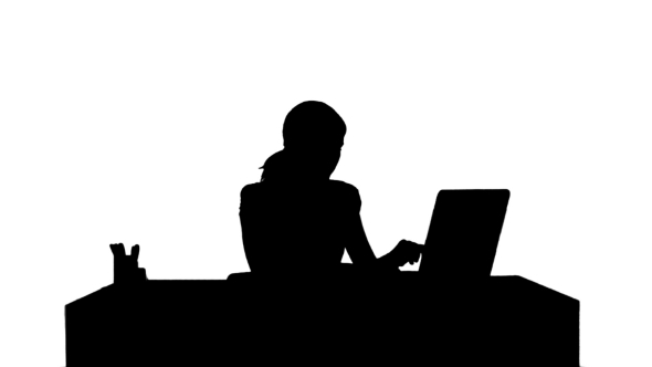 Silhouette Businesswoman Working On Laptop