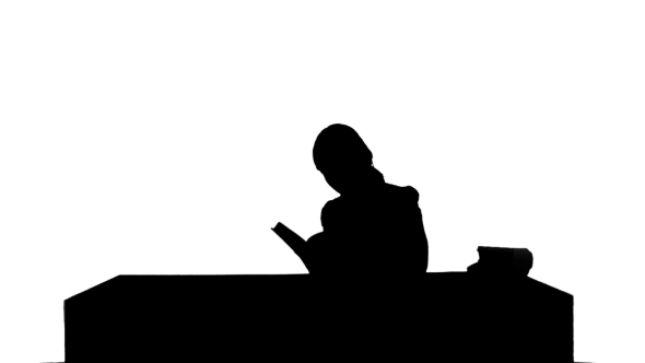 Silhouette Female Student Reading a Book For