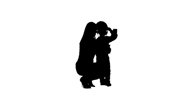 Silhouette Boy Taking a Selfie With Her Mother