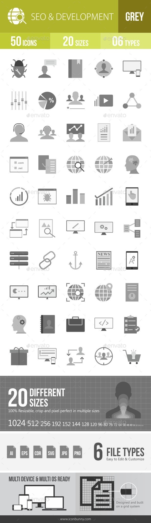SEO & Development Services Greyscale Icons