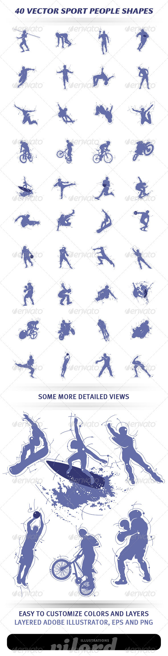 40 Vector Sport People Shapes