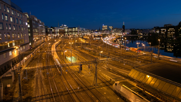 Stockholm Central Rail Station at Night