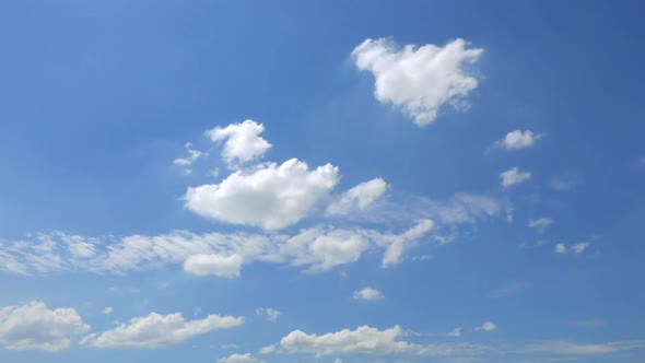 Time lapse of white cloud moving pass around sky background