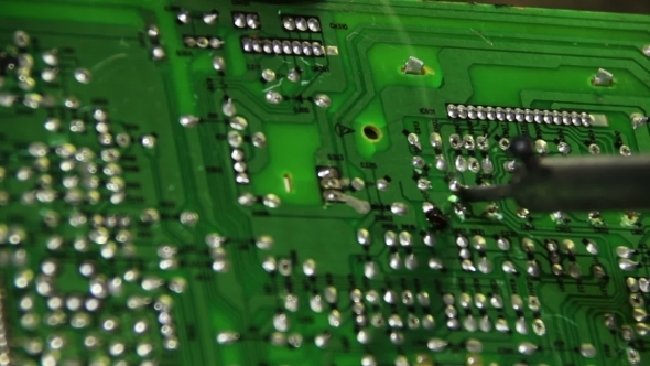 Soldering Electronics On Circuit Board