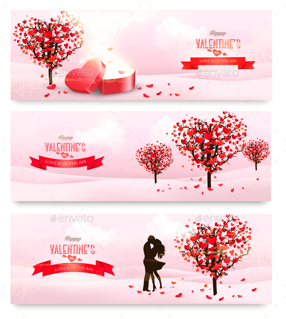 Holiday Valentine Banners. Vector