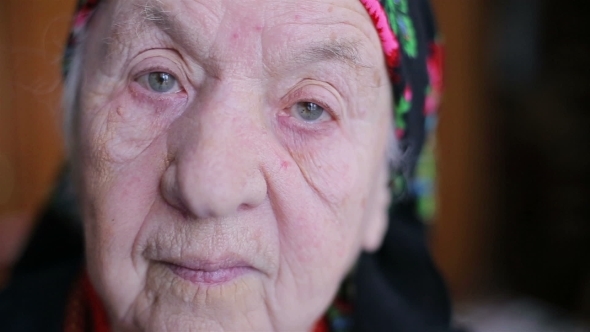 A Very Old Woman Looking At The Camera